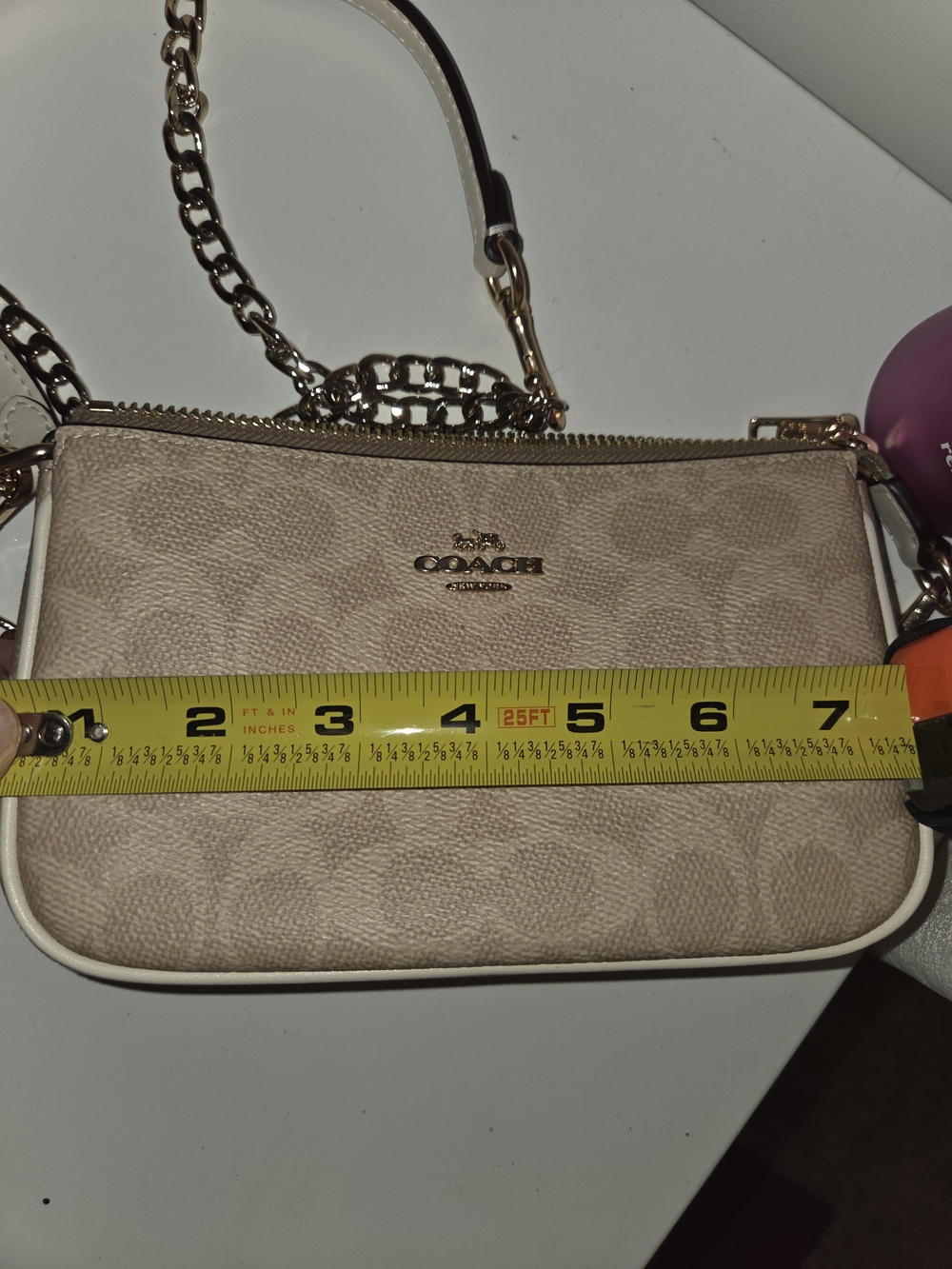Coach Nolita 19 Beige Signature Chain Shoulder Bag With Chain Extender - Picture 5 of 6